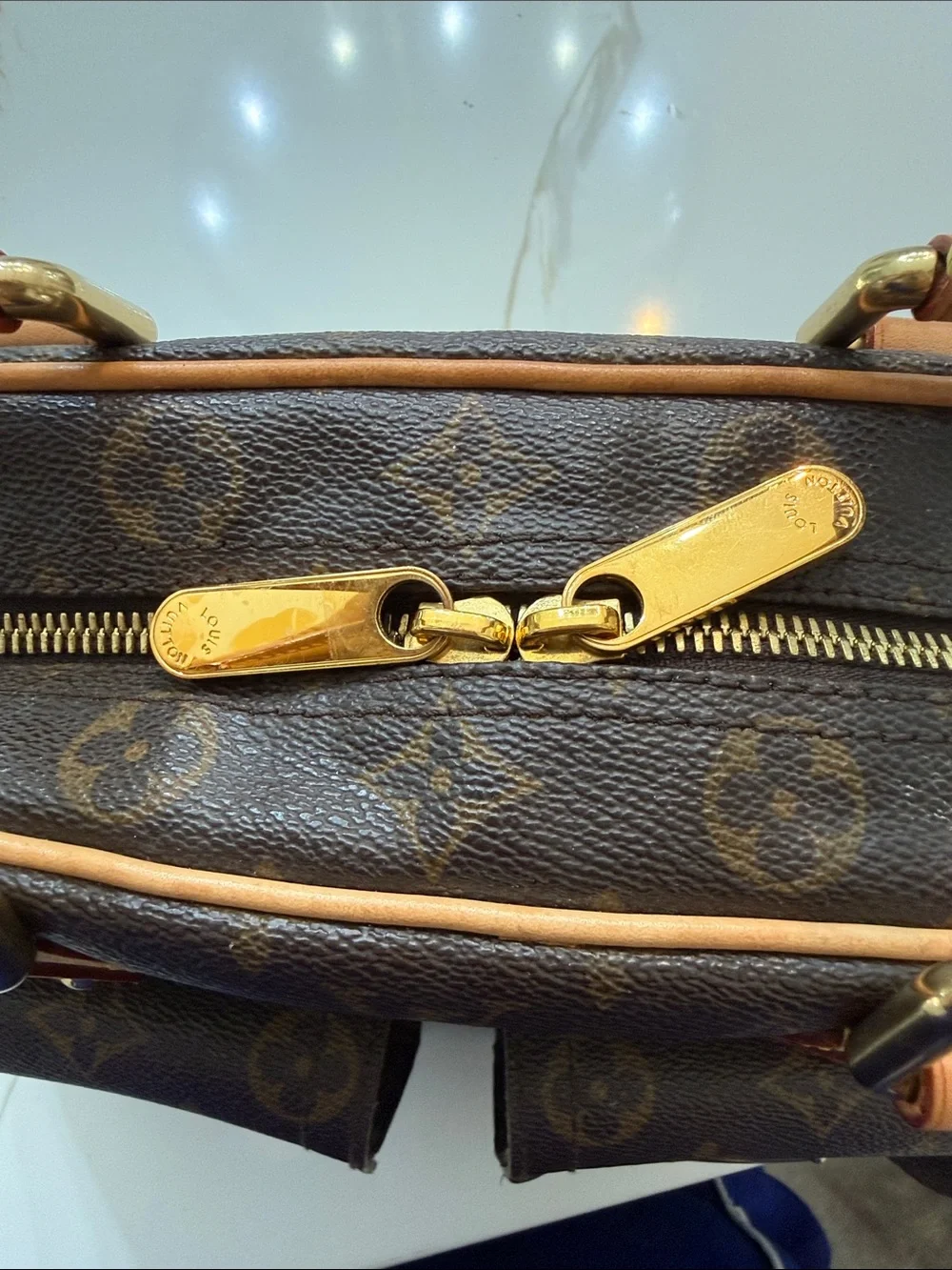 Louis Vuitton Manhattan PM Brown Monogram Canvas Satchel with Dual Front Pockets